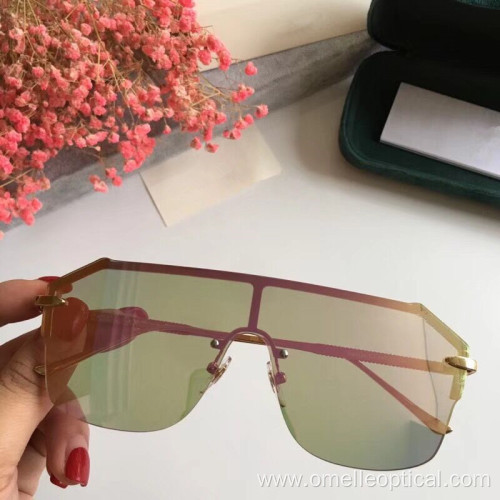 Goggle Reflective Rimless Sunglasses for Ladies